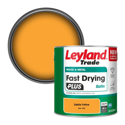 Leyland Trade Wood & Metal Fast Drying PLUS Satin Paint Dahlia Yellow (RAL 1033) 2.5L