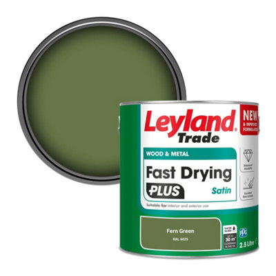 Leyland Trade Wood & Metal Fast Drying PLUS Satin Paint Fern Green (RAL 6025) 2.5L