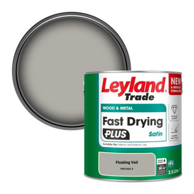 Leyland Trade Wood & Metal Fast Drying PLUS Satin Paint Floating Veil (PPG1022-3) 2.5L