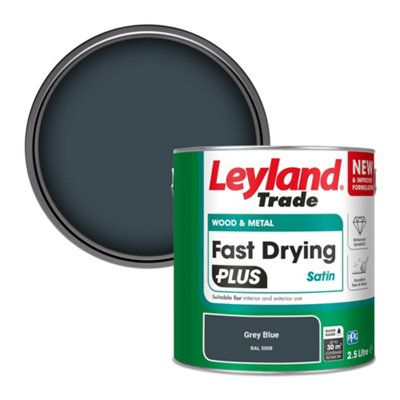 Leyland Trade Wood & Metal Fast Drying PLUS Satin Paint Grey Blue (RAL 5008) 2.5L