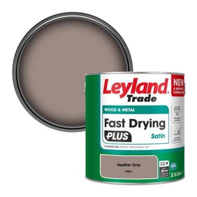 Leyland Trade Wood & Metal Fast Drying PLUS Satin Paint Heather Grey (04B21) 2.5L