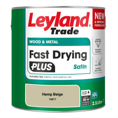 Leyland Trade Wood & Metal Fast Drying PLUS Satin Paint Hemp Beige (10B17) 2.5L