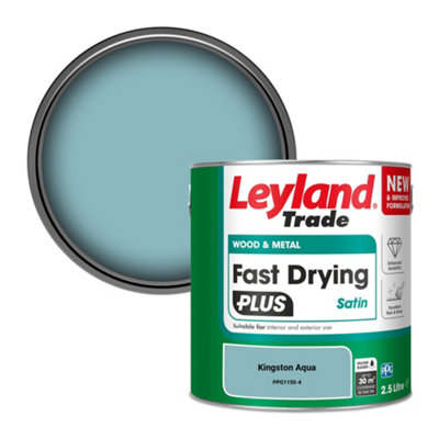 Leyland Trade Wood & Metal Fast Drying PLUS Satin Paint Kingston Aqua (PPG1150-4) 2.5L