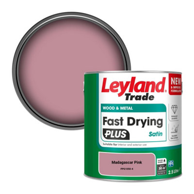 Leyland Trade Wood & Metal Fast Drying PLUS Satin Paint Madagascar Pink (PPG1050-4) 2.5L