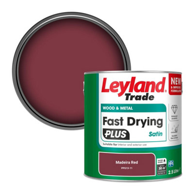Leyland Trade Wood & Metal Fast Drying PLUS Satin Paint Madeira Red (PPG13-11) 2.5L