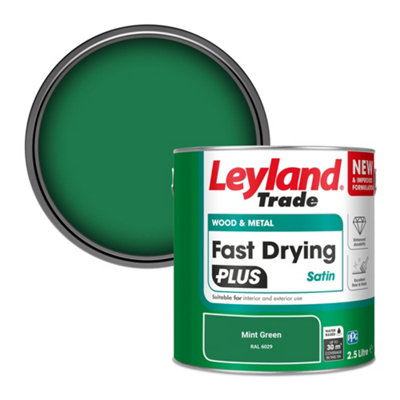 Leyland Trade Wood & Metal Fast Drying PLUS Satin Paint Mint Green (RAL 6029) 2.5L