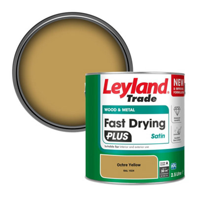 Leyland Trade Wood & Metal Fast Drying PLUS Satin Paint Ochre Yellow (RAL 1024) 2.5L