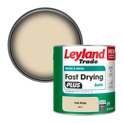 Leyland Trade Wood & Metal Fast Drying PLUS Satin Paint Pale Beige (08C31) 2.5L