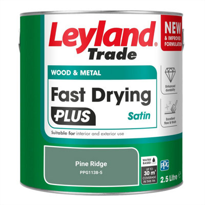Leyland Trade Wood & Metal Fast Drying PLUS Satin Paint Pine Ridge ...