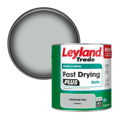 Leyland Trade Wood & Metal Fast Drying PLUS Satin Paint Pittsburgh Gray (PPG0994-2) 2.5L