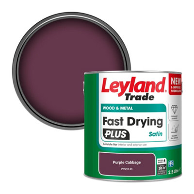 Leyland Trade Wood & Metal Fast Drying PLUS Satin Paint Purple Cabbage (PPG18-24) 2.5L