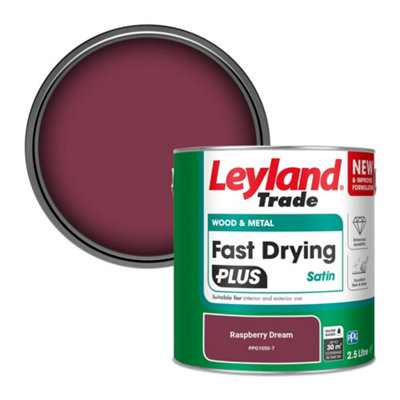 Leyland Trade Wood & Metal Fast Drying PLUS Satin Paint Raspberry Dream ...
