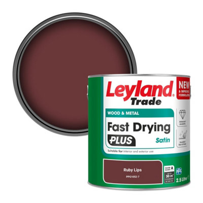 Leyland Trade Wood & Metal Fast Drying PLUS Satin Paint Ruby Lips (PPG1052-7) 2.5L