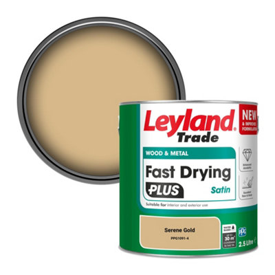 Leyland Trade Wood & Metal Fast Drying PLUS Satin Paint Serene Gold (PPG1091-4) 2.5L
