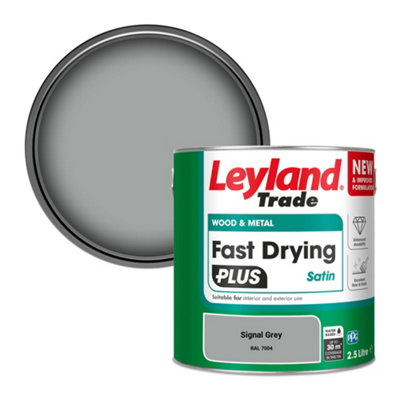 Leyland Trade Wood & Metal Fast Drying PLUS Satin Paint Signal Grey (RAL 7004) 2.5L