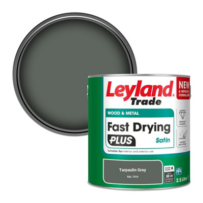 Leyland Trade Wood & Metal Fast Drying PLUS Satin Paint Tarpaulin Grey (RAL 7010) 2.5L