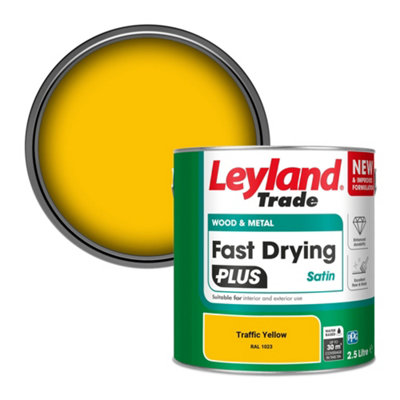 Leyland Trade Wood & Metal Fast Drying PLUS Satin Paint Traffic Yellow (RAL 1023) 2.5L