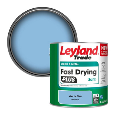 Leyland Trade Wood & Metal Fast Drying PLUS Satin Paint Viva La Bleu (PPG1242-3) 2.5L