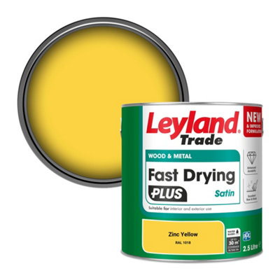 Leyland Trade Wood & Metal Fast Drying PLUS Satin Paint Zinc Yellow (RAL 1018) 2.5L