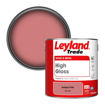 Leyland Trade Wood & Metal High Gloss Paint Antique Pink (RAL 3014) 2.5L