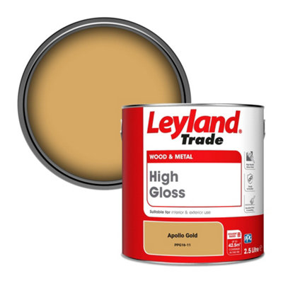 Leyland Trade Wood & Metal High Gloss Paint Apollo Gold (PPG16-11) 2.5L