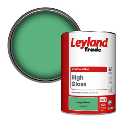 Leyland Trade Wood & Metal High Gloss Paint Aragon Green (PPG1227-5) 5L