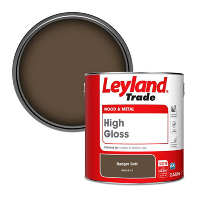 Leyland Trade Wood & Metal High Gloss Paint Badger Sett (PPG15-13) 2.5L