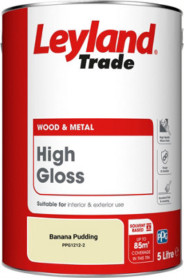 Leyland Trade Wood & Metal High Gloss Paint Banana Pudding (PPG1212-2) 5L