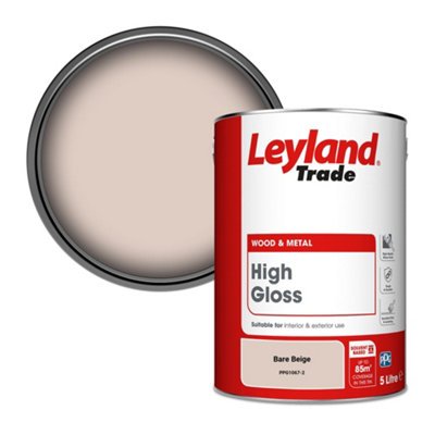 Leyland Trade Wood & Metal High Gloss Paint Bare Beige (PPG1067-2) 5L