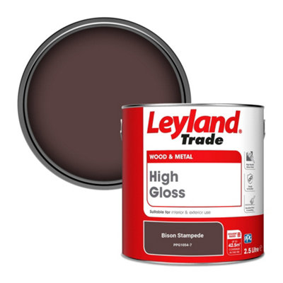 Leyland Trade Wood & Metal High Gloss Paint Bison Stampede (PPG1054-7) 2.5L