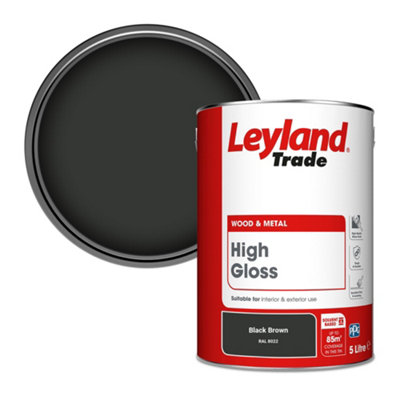 Leyland Trade Wood & Metal High Gloss Paint Black Brown (RAL 8022) 5L
