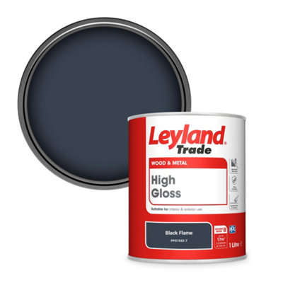 Leyland Trade Wood & Metal High Gloss Paint Black Flame (PPG1043-7) 1L