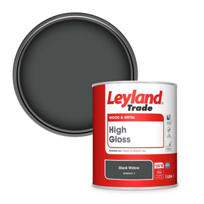Leyland Trade Wood & Metal High Gloss Paint Black Widow (PPG0997-7) 1L