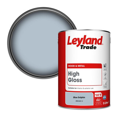 Leyland Trade Wood & Metal High Gloss Paint Blue Dolphin (PPG1041-4) 5L