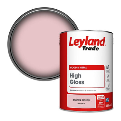 Leyland Trade Wood & Metal High Gloss Paint Blushing Senorita (PPG1186-2) 5L
