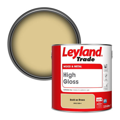 Leyland Trade Wood & Metal High Gloss Paint Bold as Brass (PPG1108-4) 2.5L