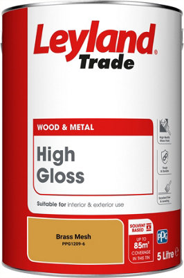 Leyland Trade Wood & Metal High Gloss Paint Brass Mesh (PPG1209-6) 5L