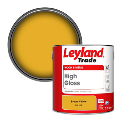 Leyland Trade Wood & Metal High Gloss Paint Broom Yellow (RAL 1032) 2.5L