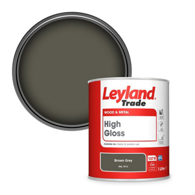 Leyland Trade Wood & Metal High Gloss Paint Brown Grey (RAL 7013) 1L