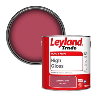 Leyland Trade Wood & Metal High Gloss Paint California Wine (PPG1184-7) 2.5L