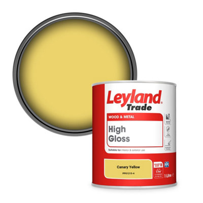 Leyland Trade Wood & Metal High Gloss Paint Canary Yellow (PPG1215-4) 1L
