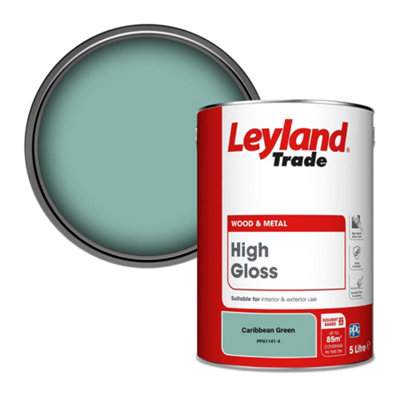 Leyland Trade Wood & Metal High Gloss Paint Caribbean Green (PPG1141-4) 5L