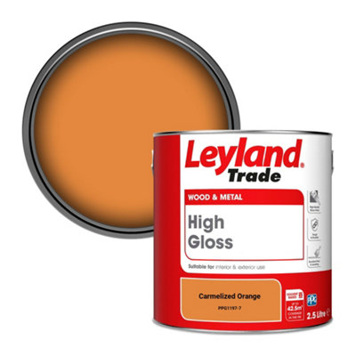 Leyland Trade Wood & Metal High Gloss Paint Carmelized Orange (PPG1197-7) 2.5L
