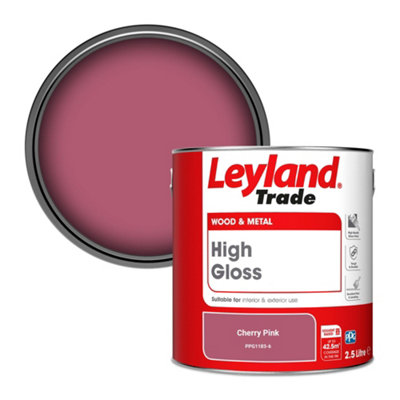 Leyland Trade Wood & Metal High Gloss Paint Cherry Pink (PPG1183-6) 2.5L