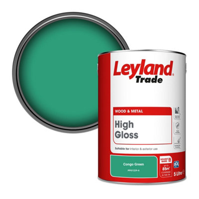Leyland Trade Wood & Metal High Gloss Paint Congo Green (PPG1229-6) 5L