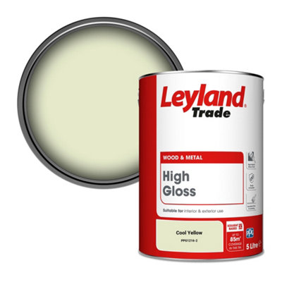Leyland Trade Wood & Metal High Gloss Paint Cool Yellow (PPG1216-2) 5L
