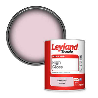 Leyland Trade Wood & Metal High Gloss Paint Cradle Pink (PPG1183-2) 1L