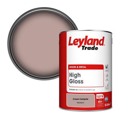 Leyland Trade Wood & Metal High Gloss Paint Cream Compote (PPG1059-4) 5L
