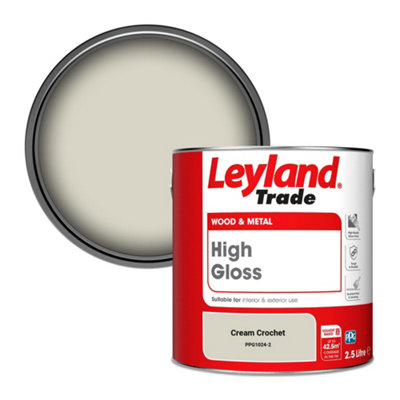 Leyland Trade Wood & Metal High Gloss Paint Cream Crochet (PPG1024-2) 2.5L