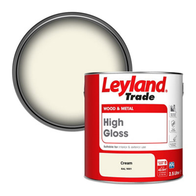 Leyland Trade Wood & Metal High Gloss Paint Cream (RAL 9001) 2.5L
